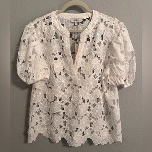 Avara Marsha Top White Floral Lace Blouse XL NWT